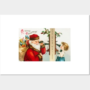 A Merry Christmas With Santa and Child On Telephone Posters and Art